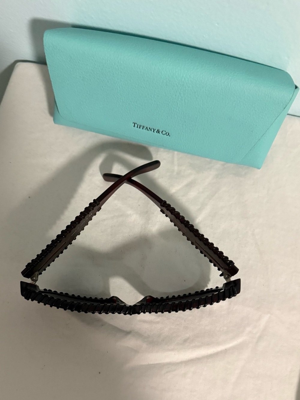 Burberry Dark Brown Oval Sunglasses with Black leather Trim! So unique! - Picture 11 of 12